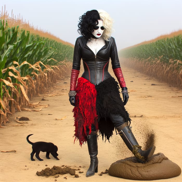 Emma Stone as Cruella Stumbles in Cornfield Mishap