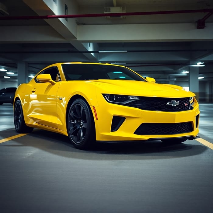 2016 Yellow Chevrolet Camaro SS in Parking Garage