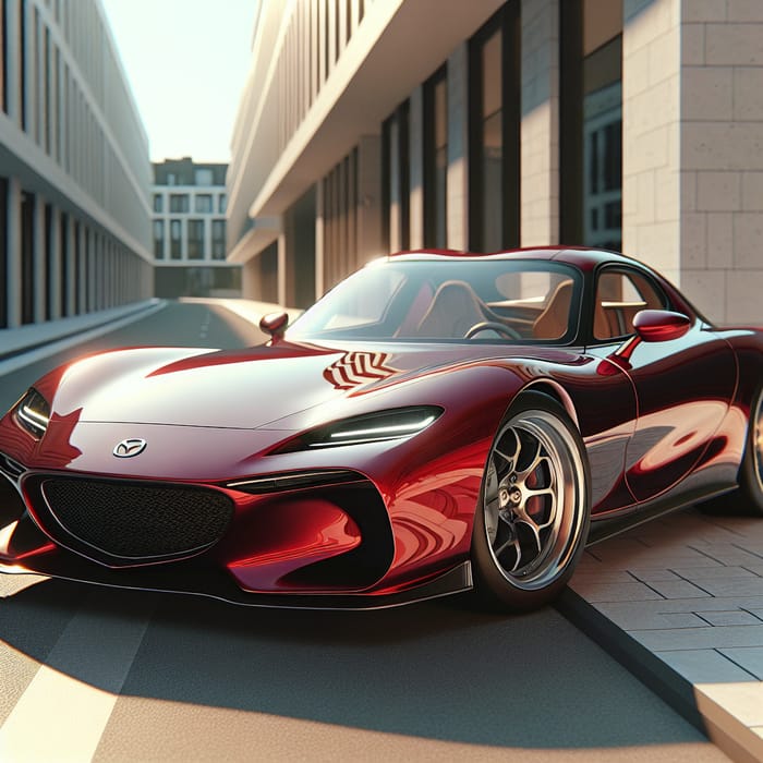 Sleek Mazda RX-7 Sports Car in City Street Scene