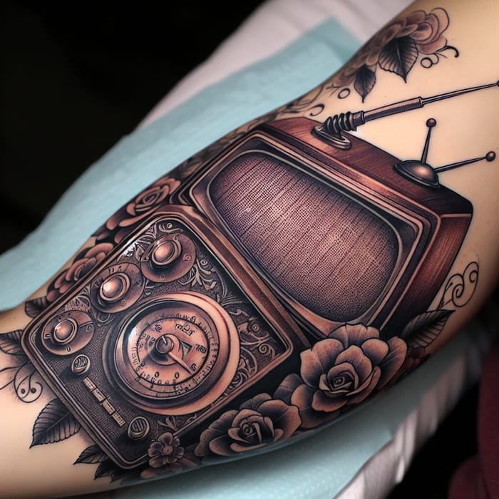 Vintage TV and Radio Tattoo Design