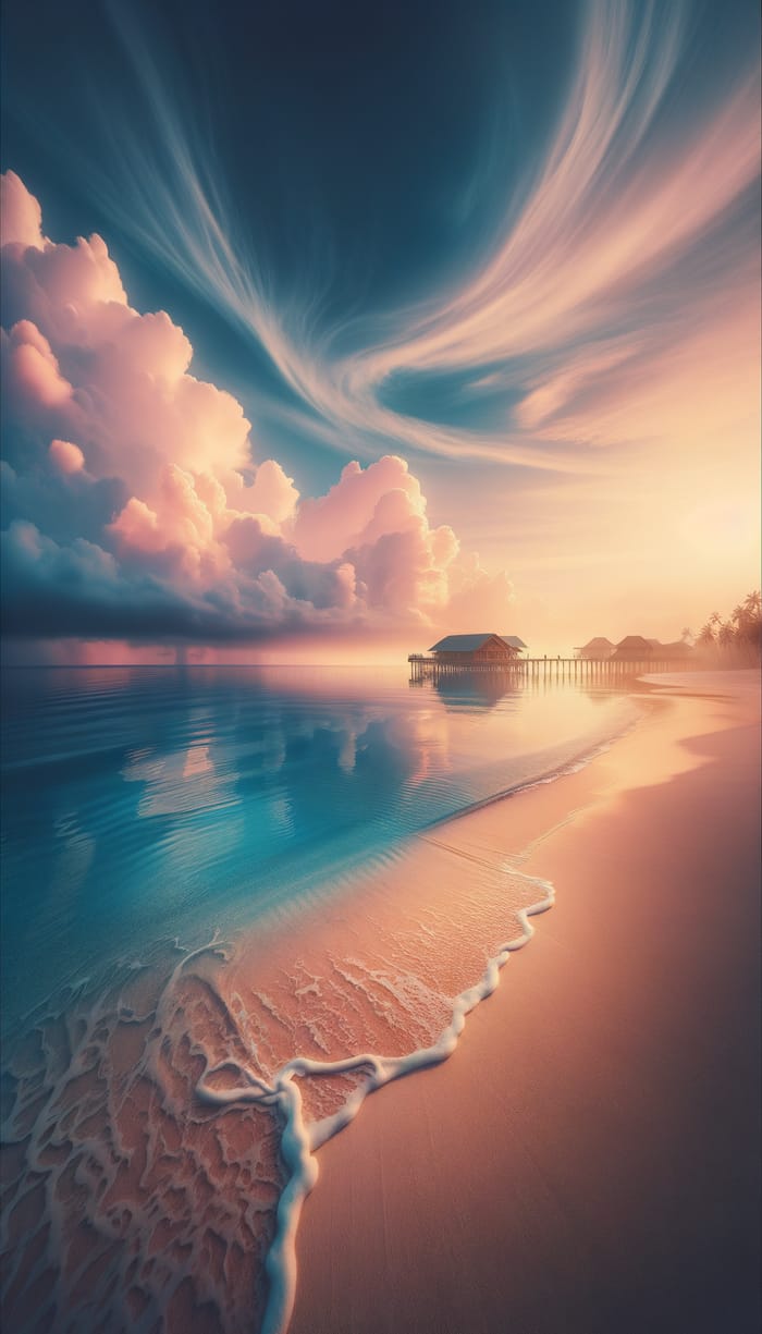 Tranquil Tropical Beachscape at Dawn: Serene Tropical Paradise