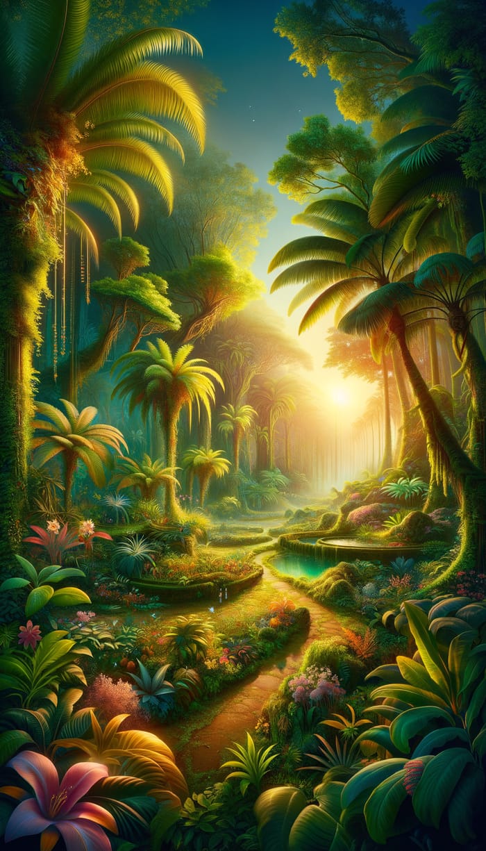 Vibrant Jungle Oasis | Henri Rousseau Inspired Paradise