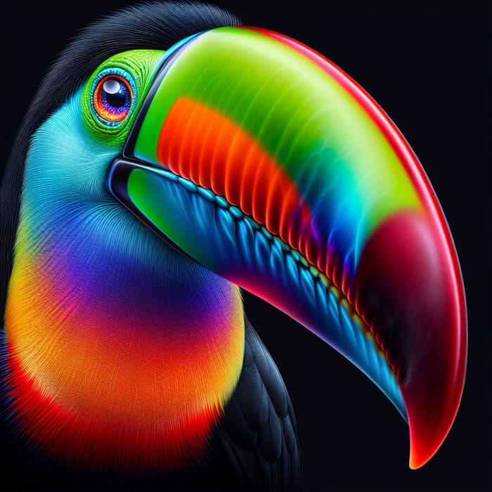 Majestic Toucan with Glowing Eyes and Large Beak