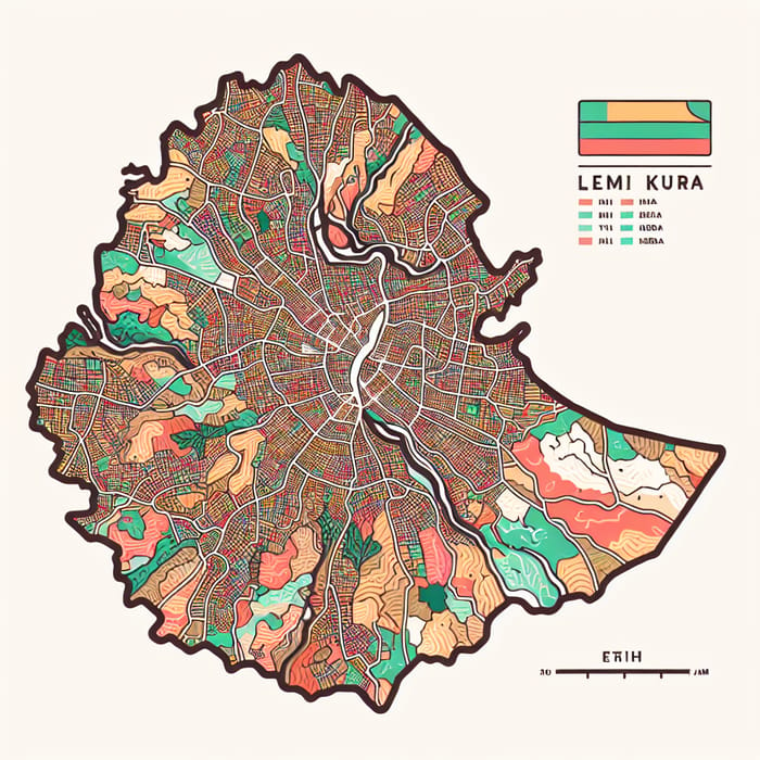 Lemi Kura Sub City Map, Addis Ababa | Featuring Woredas