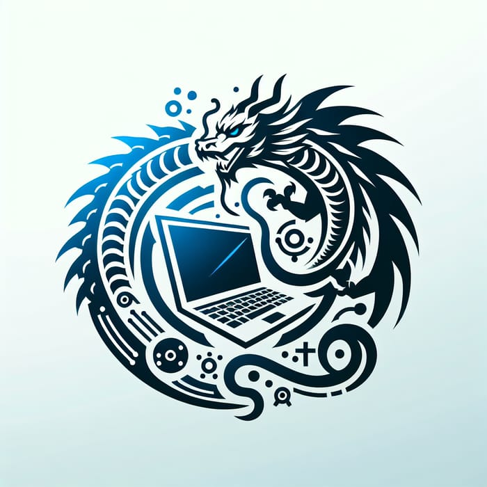 Modern Dragon Logo with Tech Symbol - Unique Design