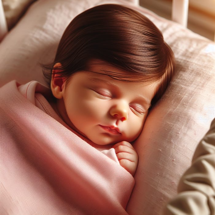 Caucasian Newborn Baby Girl in Serene Slumber