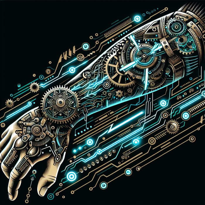 Cyberpunk Steampunk Forearm Sleeve Tattoo Designs