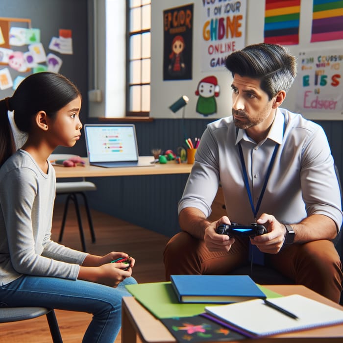 Professional School Counselor Assisting a Student with Online Gaming Addiction