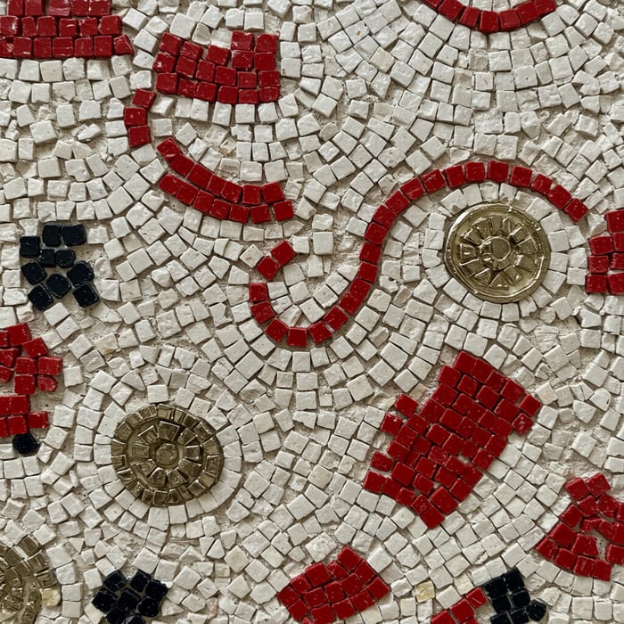 Elegant White Red and Black Mosaic Design