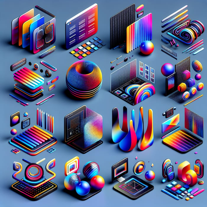 Vibrant 3D Web Design Elements | Dynamic Compositions & Textures