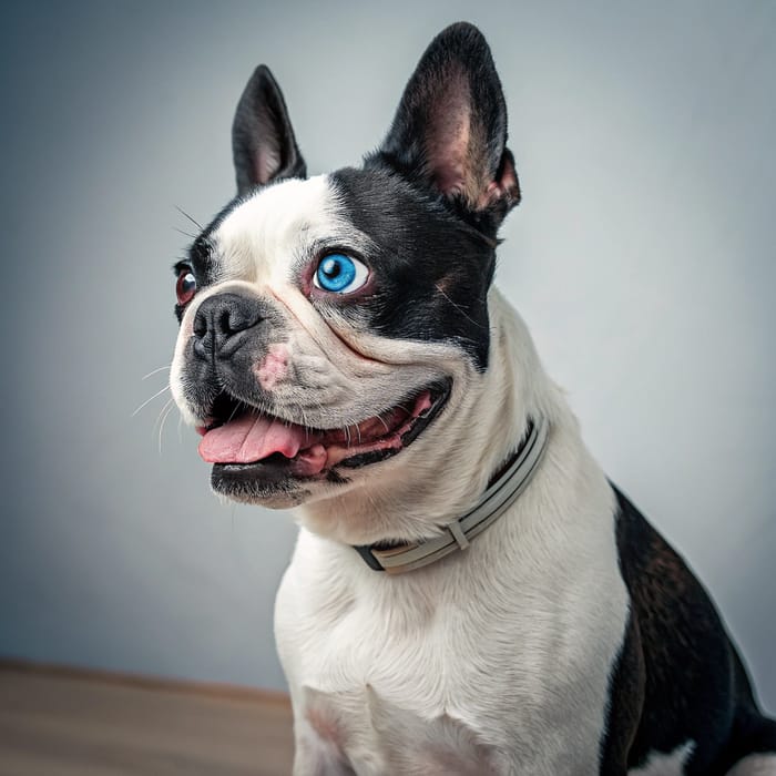 Boston Terrier: Unique Black & White with Blue Eye