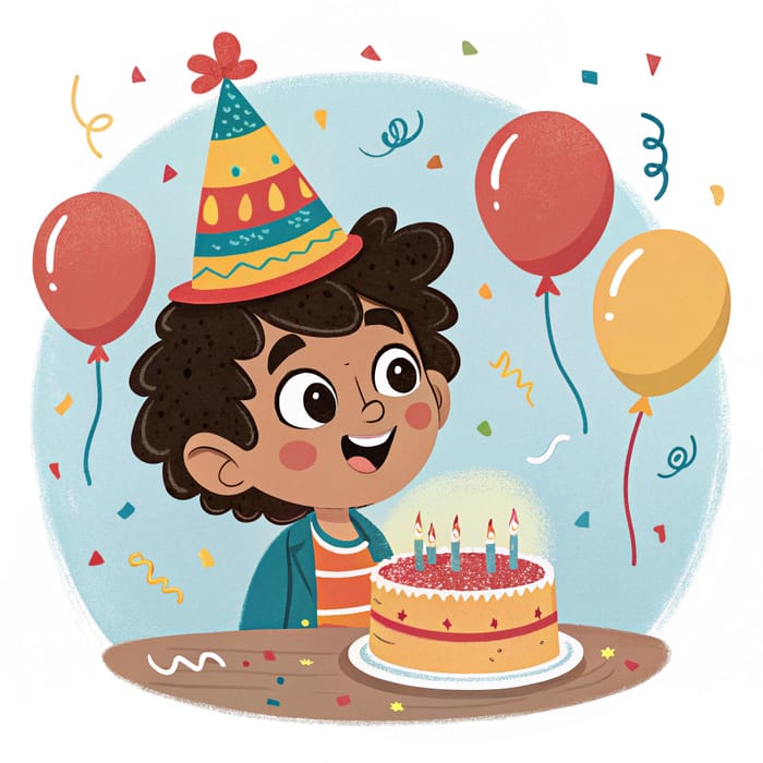 7 Year Old Mexican Boy Birthday Cartoon Style