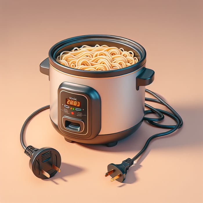 Electric Rice Cooker with Noodles Unplugged