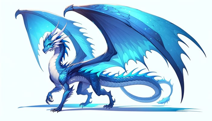 Majestic Blue Dragon Illustration | Anime Style Artwork