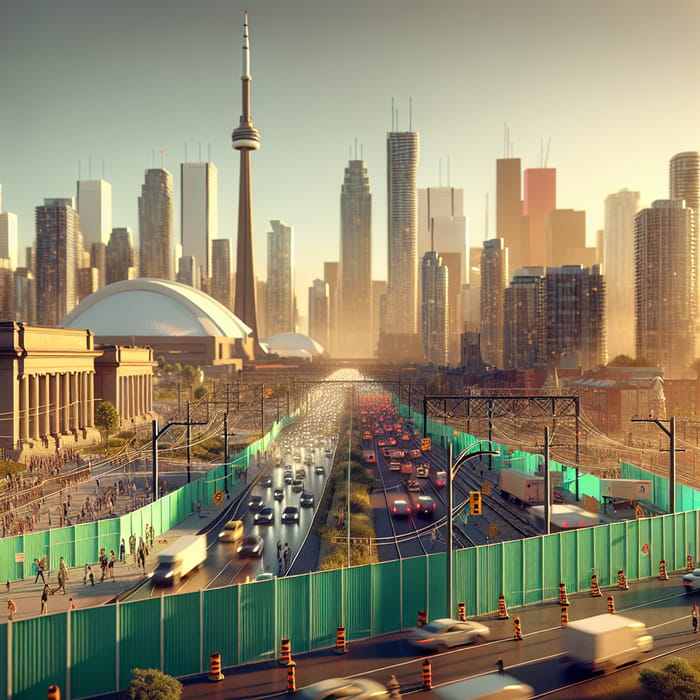 Toronto Skyline Construction Fence Panels - Urban Charm View