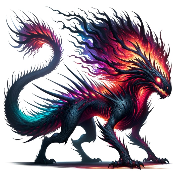 Dark Realistic Milza - Mythical Creature with Dark Flame