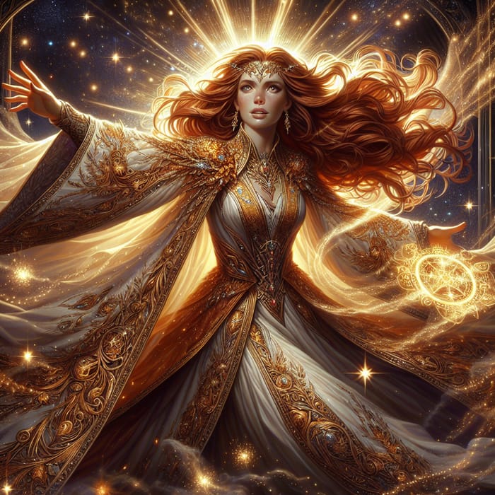 Woman Soaring High in Epic Fantasy | Mage Illustration