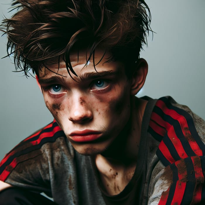 Distressed Teenage Boy of Caucasian Descent | Expressive Troublesome Situation