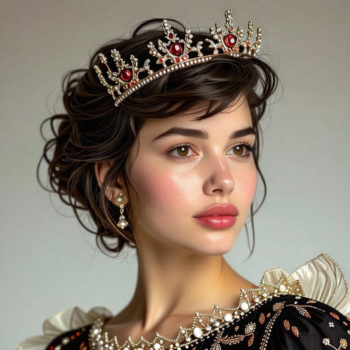 Beautiful Young Queen with Short Hair - Royal Elegance