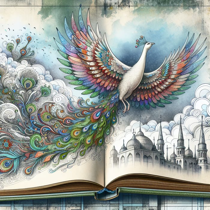 Enchanting Peacock Textbook Cover Illustration