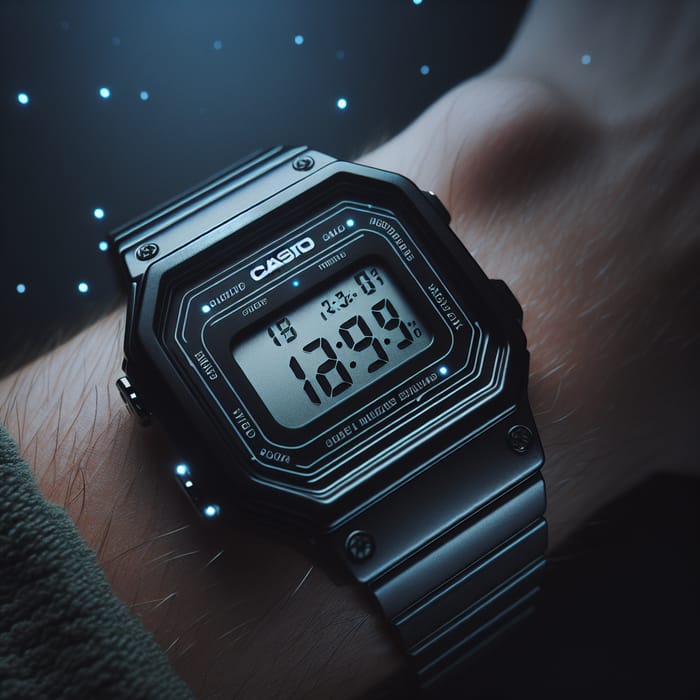 Photo Casio Watch with Black Strap and Silver Dial