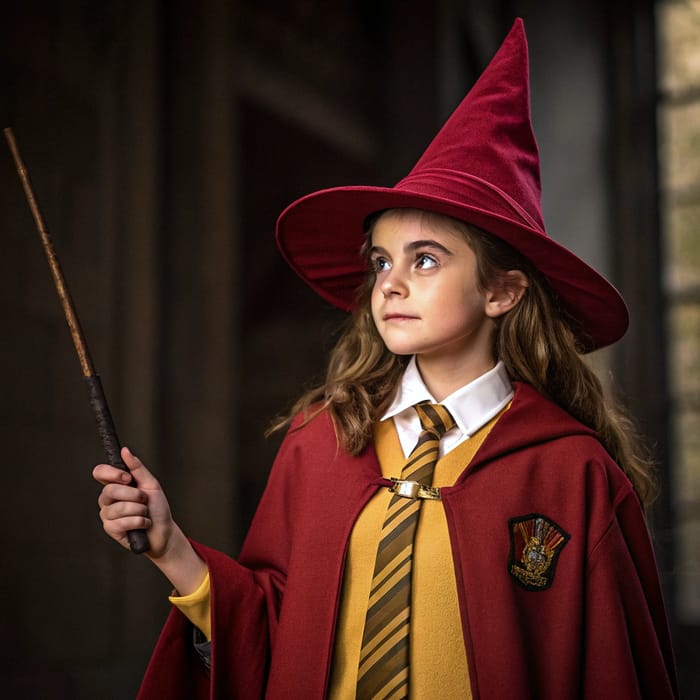 Girl Wizard in Gryffindor Uniform