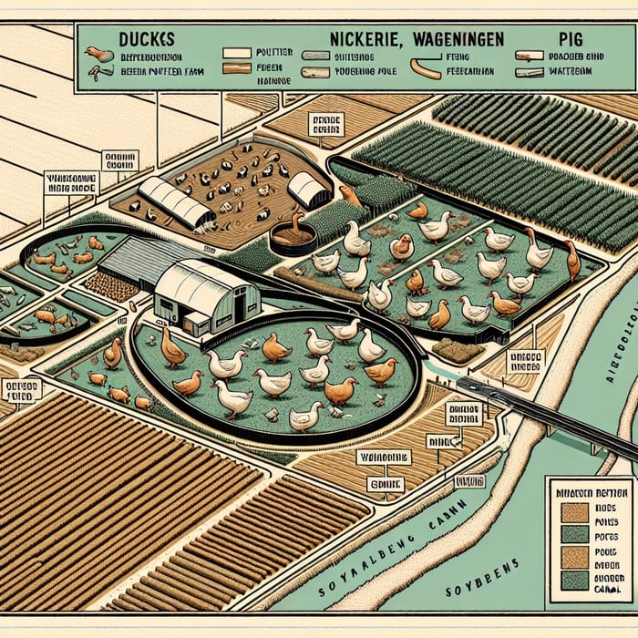 Comprehensive Farm Map: Ducks, Chickens, and Pigs in Nickerie, Wageningen