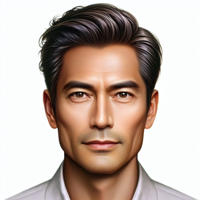 Realistic Portrait of Handsome Euro-Asian Man in His 40s