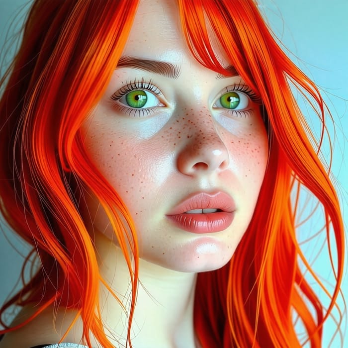 Nordic Face with Orange Hair and Green Eyes - 180cm Height