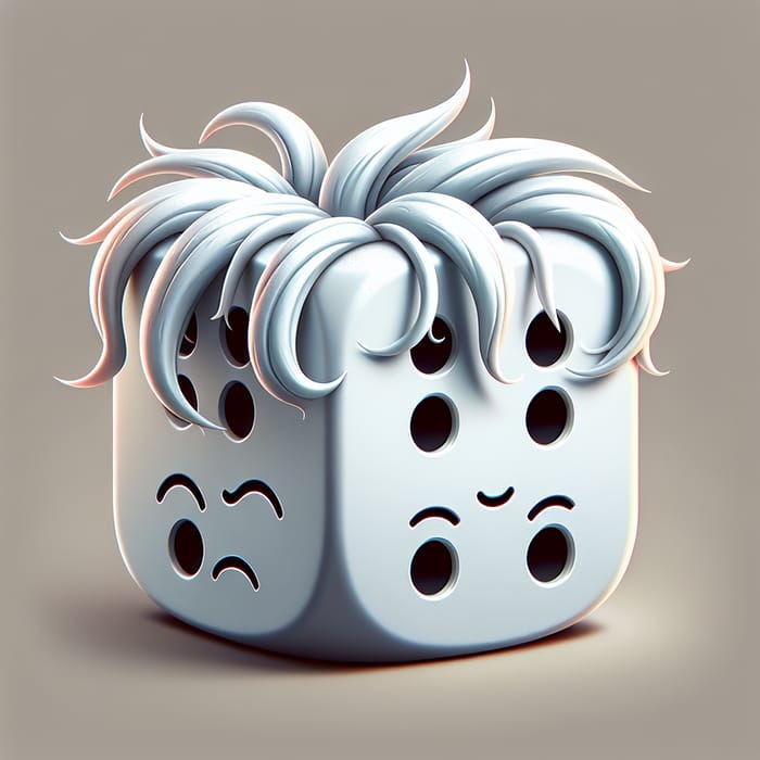 Whimsical Character Dice with White Hair - Unique Expressions