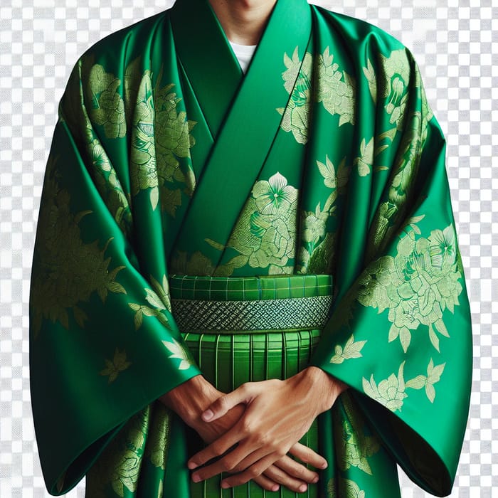 Vibrant Green Kimono: Elegance in Tradition