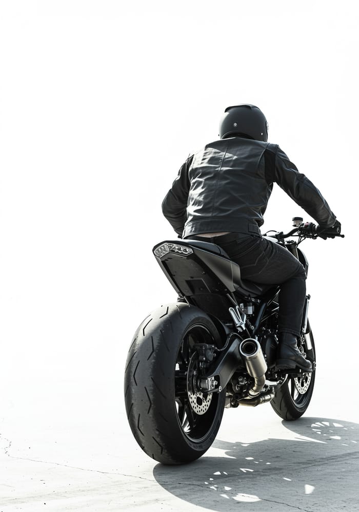 Biker Riding a Motorbike in White Background