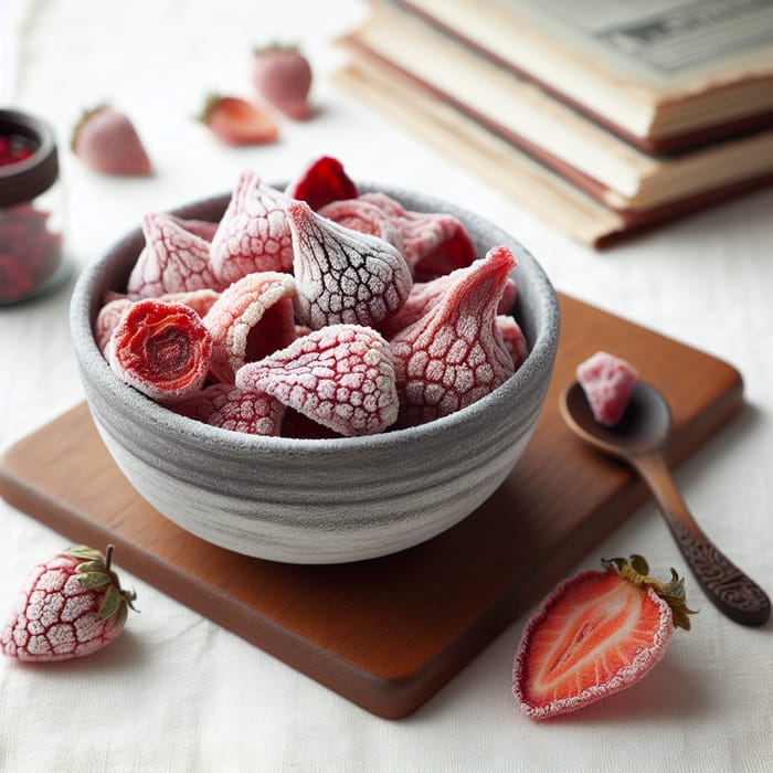 Premium Freeze-Dried Strawberry on White Background | Buy Now