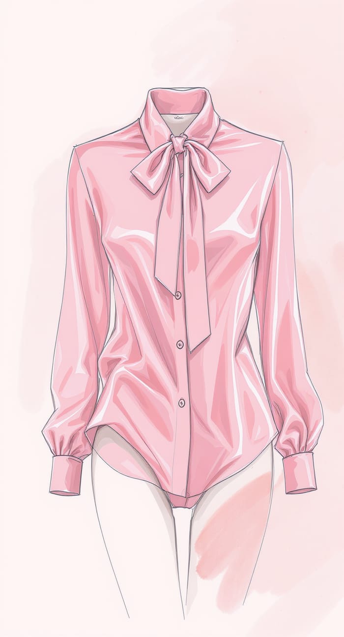 Elegant Women's Blouse Design Sketch in Pink
