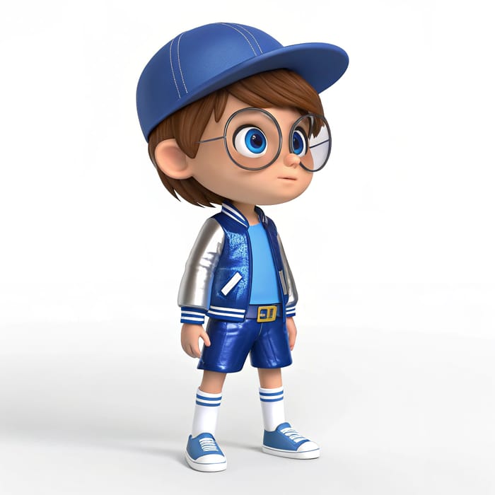 Stylish 6-Year-Old Boy 3D Cartoon Illustration