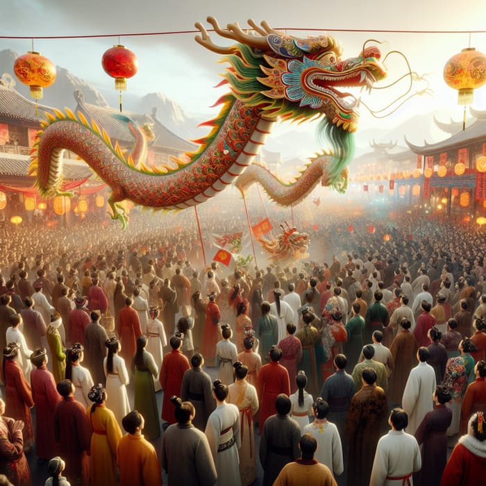 Colorful Dragon at Chinese Spring Festival 2024 Celebration