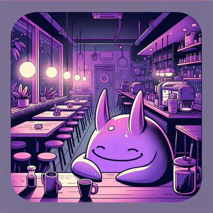 Charming Gengar Napping in a Cozy Cafe