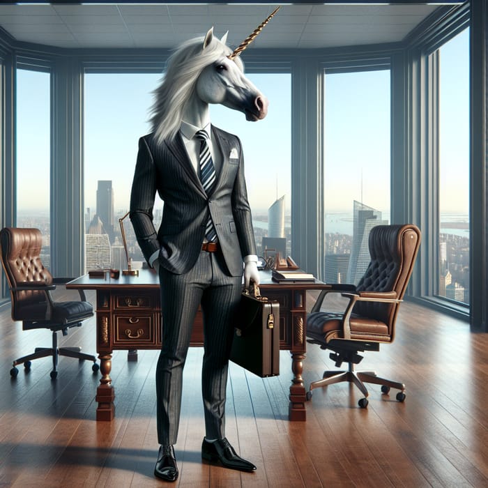 Professional Executive Unicorn with City Skyline View Professional Executive Unicorn with City Skyline View