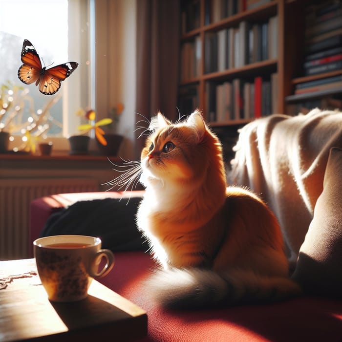 Beautiful Indoor Cat in a Sunlit room