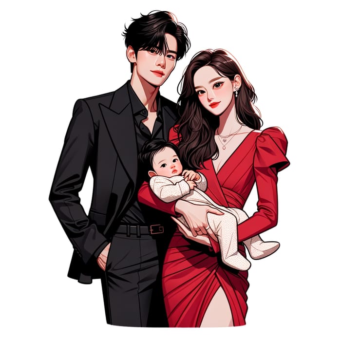 BTS Taehyung & Blackpink Jennie in Stylish Family Portrait