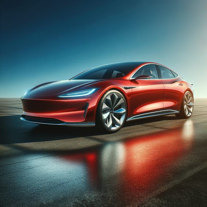 Sleek Red Car on Clear Blue Sky