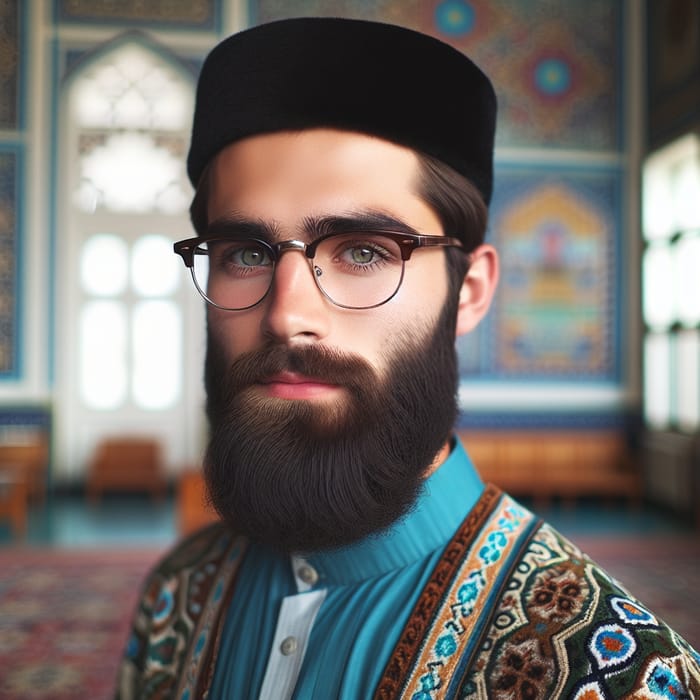 Authentic Uzbek Man in Traditional Attire | Chapan & Skullcap