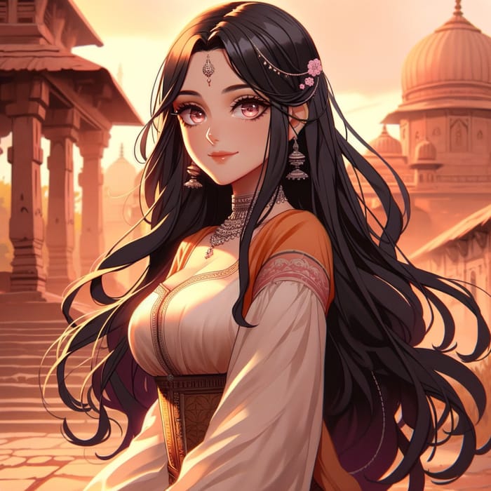 Akeno from High School DxD in Elegant Hindu Attire