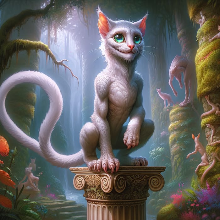 Cat-Human Hybrid Creature: Enchanted Forest Encounter