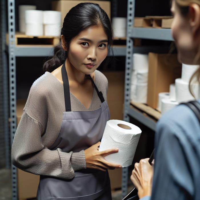 Cleaning Lady Sneakily Hides Toilet Paper in Woman's Purse