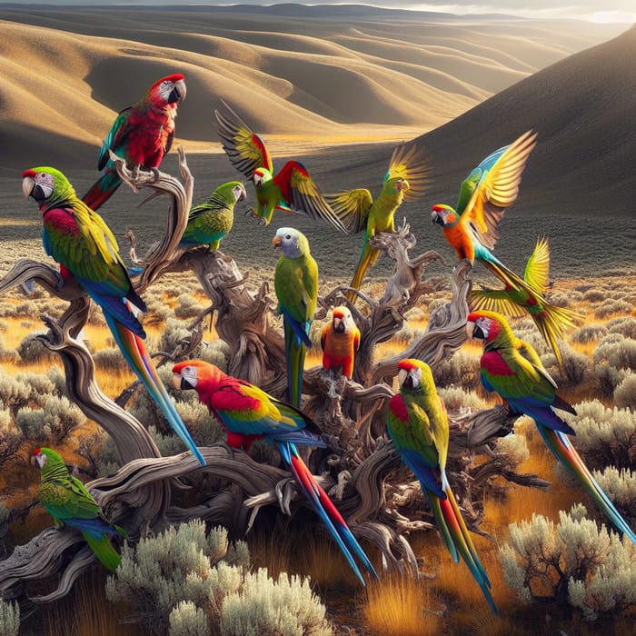 Colorful Parrots in Wyoming