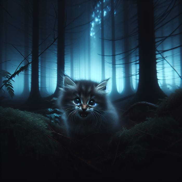 Enchanting Forest Shrouded in Mystery | Cute Kitten in Shadows