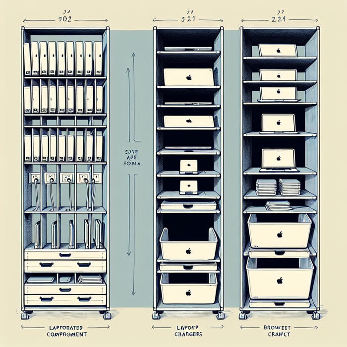 Efficient Laptop Storage Rack with Drawer Design