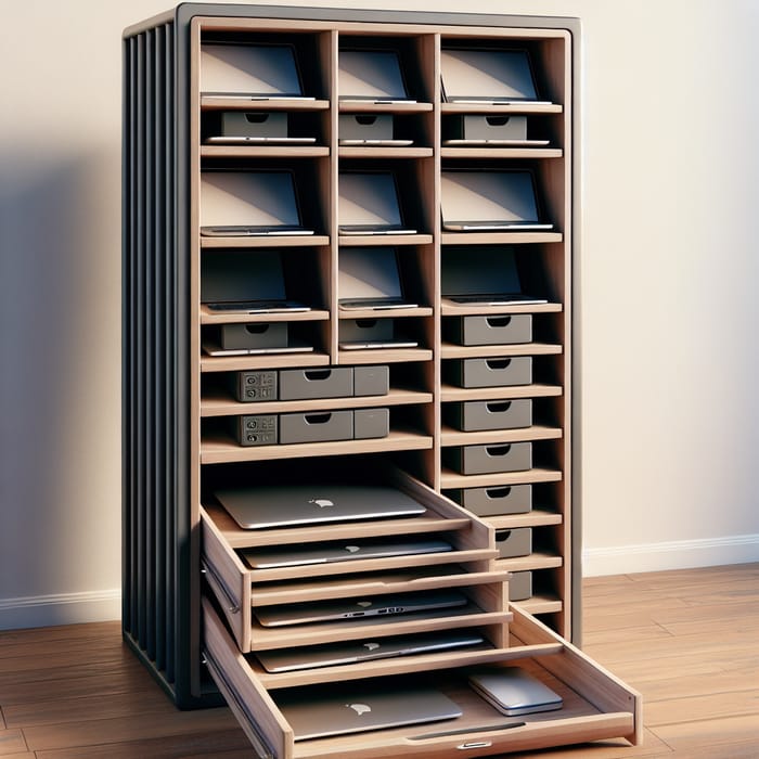 Efficient Tall Laptop Storage Rack with 6 Compartments