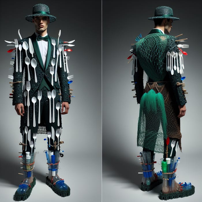 Innovative Recycled Men's Costume: Eco-Fashion Design